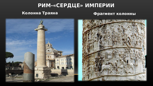 РИМ-«СЕРДЦЕ» ИМПЕРИИ Колонна Траяна Фрагмент колонны 