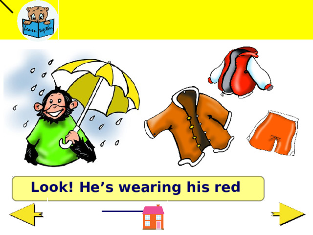 Look! He’s wearing his red _______  