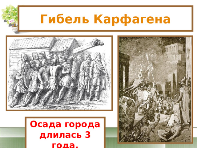 Гибель Карфагена Осада города длилась 3 года. 