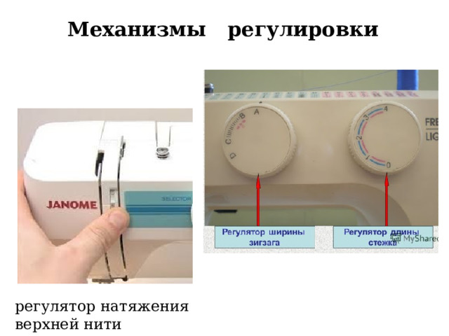 Механизмы регулировки регулятор натяжения верхней нити 