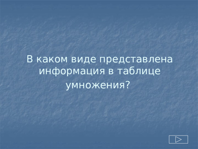 В каком виде представлена информация в таблице умножения?  