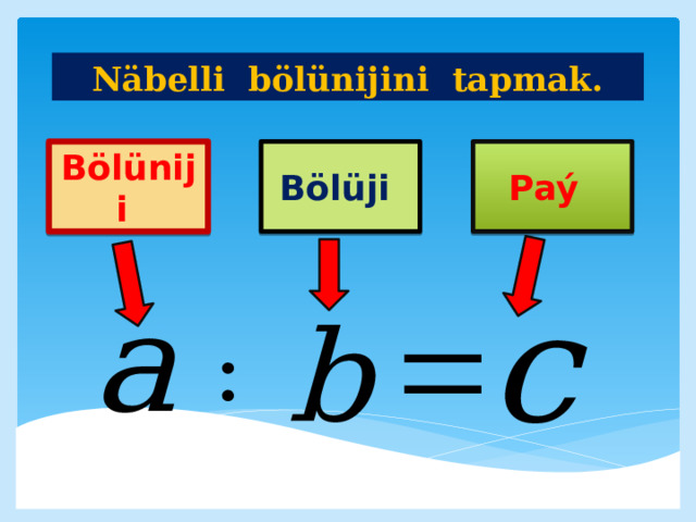 Näbelli bölünijini tapmak. Bölüniji Bölüji Paý  