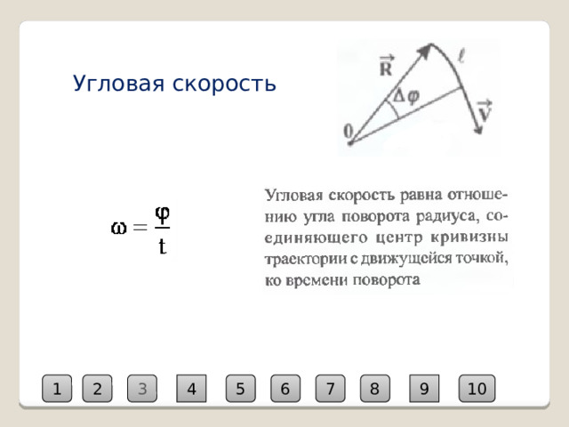 Угловая скорость 3 2 10 1 4 5 6 7 8 9  