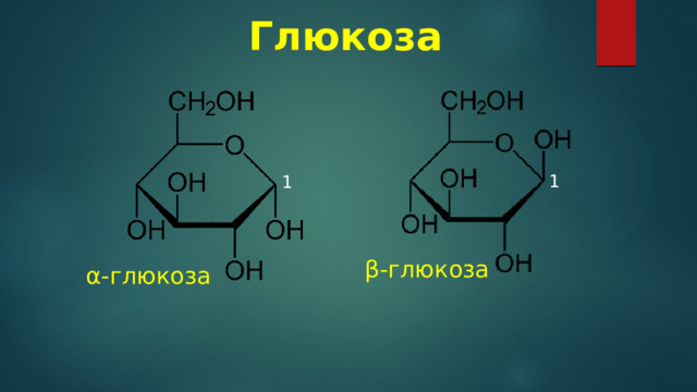 Глюкоза  1 1  β-глюкоза α-глюкоза 