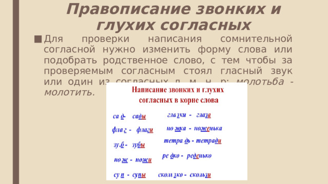 Слова с глухой согласной п. Сомнительный согласный в слове.