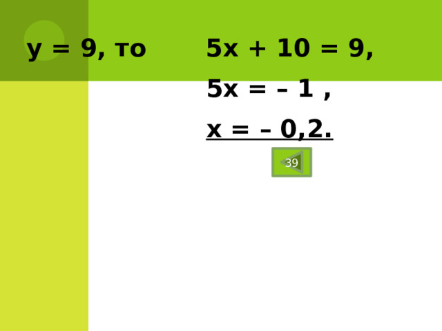 ТЕСТ 1. Что такое функция: а) число; б) зависимость у от х; 2. Какой вид имеет линейная функция: в) зависимость х от у? а) y= kx + m; б) у = kx² ; 3. Угловой коэффициент, это: в) не знаю? а) число m; 4. Аргумент - это: б) число k; в) переменная? а) число m; б) зависимая переменная у; 5. Значение функции – это: в) независимая переменная х? а) зависимая переменная у; б) число k; 6. Что является графиком линейной функции? Слайд 21 в) независимая переменная х? а) кривая; б) окружность; в) прямая? 