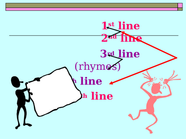 1 st line  2 nd line  3 rd line  (rhymes) 4 th line 5 th line