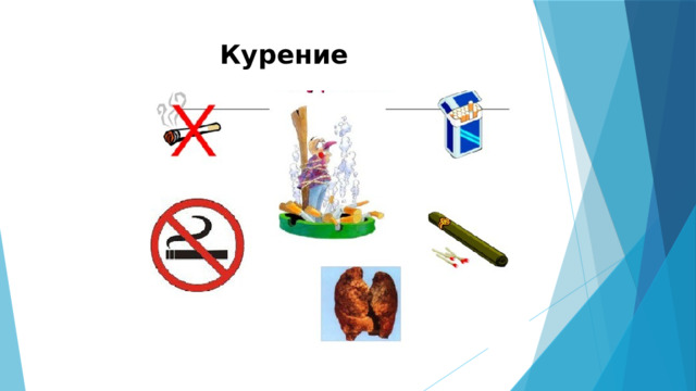 Курение   Воспитатель СВГ№2 Давыдова Л.А  Курение: -Курение — вдыхание дыма препаратов, преимущественно растительного происхождения, тлеющих в потоке вдыхаемого воздуха, с целью насыщения организма содержащимися в них активными веществами путём их возгонки и последующего всасывания в лёгких и дыхательных путях.  - Как правило, применяется для употребления курительных смесей, обладающих наркотическими свойствами (табак, гашиш, марихуана, опиум, крэк и т.д.) благодаря быстрому поступлению насыщенной психоактивными веществами крови в головной мозг. Россия занимает седьмое место в мире по числу сигарет, выкуриваемых за год в среднем на душу населения. Лидирует по этому показателю Греция (более 3000 сигарет на человека в год).  