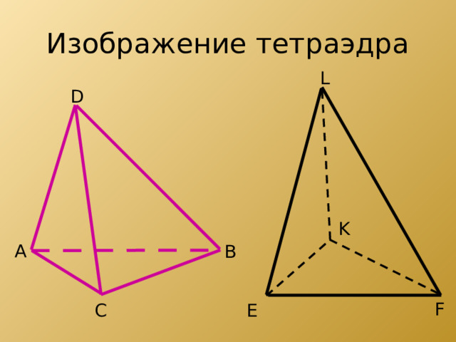 Изображение тетраэдра L D K A B F C Е