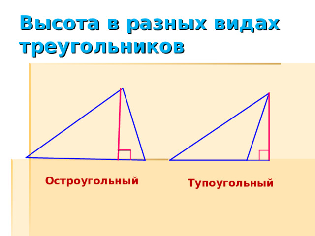 Задание: из вершины А треугольника АВС опустите перпендикуляр АН к стороне ВС А Данный отрезок в треугольнике называется  ВЫСОТОЙ ТРЕУГОЛЬНИКА Сформулируйте определение высоты треугольника С В Н 