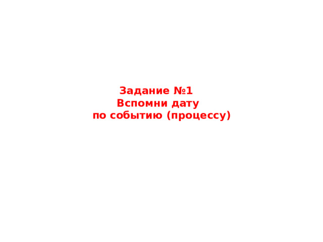 Задание №1  Вспомни дату  по событию (процессу) 