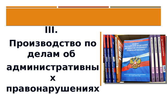 III. Производство по делам об административных правонарушениях 