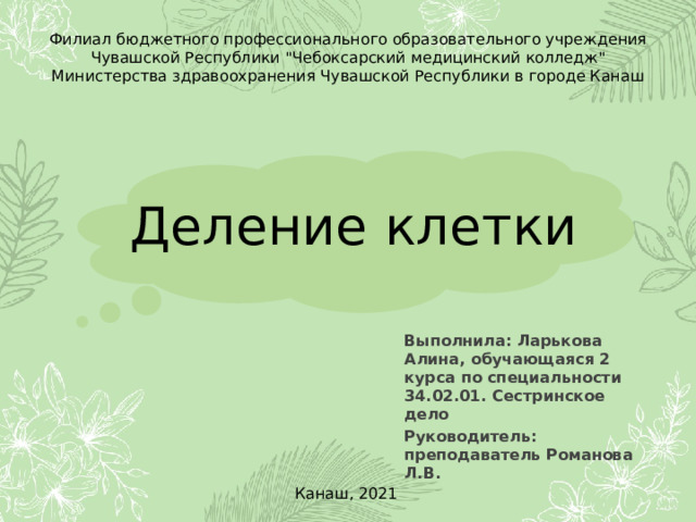 Филиал бюджетного профессионального образовательного учреждения Чувашской Республики 