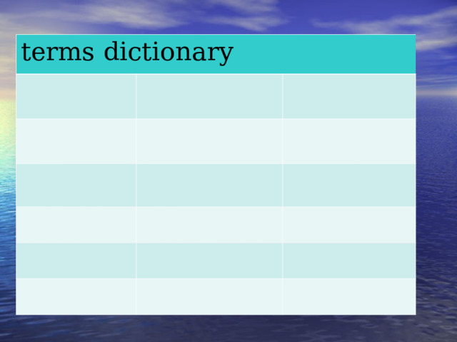 terms dictionary 