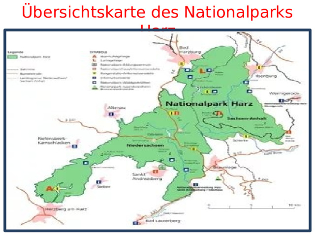 Übersichtskarte des Nationalparks Harz 