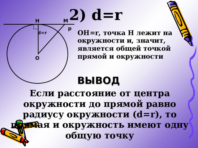 Задачи на расположение прямой и окружности