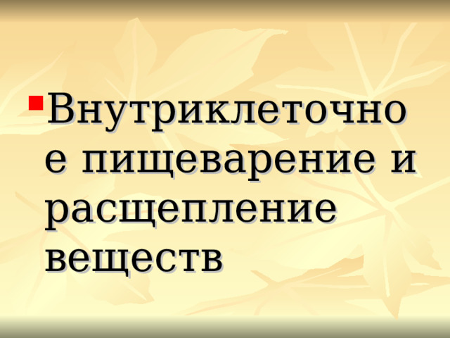 Внутриклеточное пищеварение и расщепление веществ 