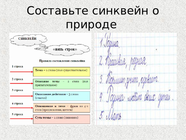 Составьте синквейн о природе 