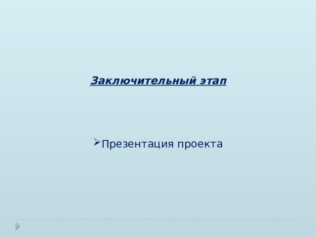 Заключительный этап    Презентация проекта 