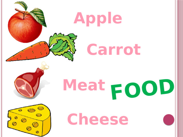 FOOD Apple Carrot Meat Cheese 
