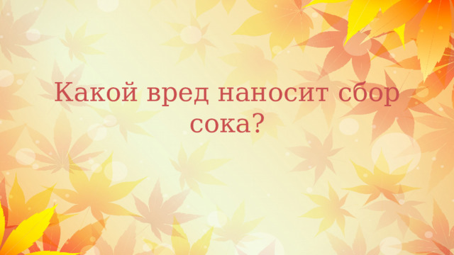 Какой вред наносит сбор сока? 