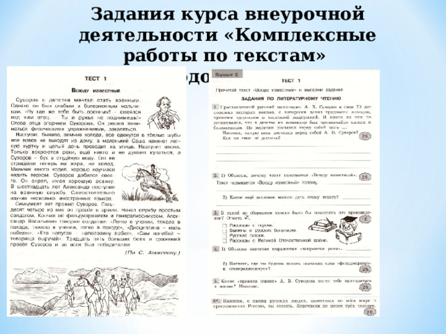 Задания курса внеурочной деятельности «Комплексные работы по текстам» автор Холодова О.А. (3 класс) 