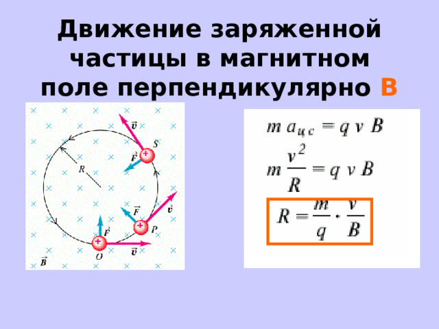 Движение заряженной частицы в магнитном поле перпендикулярно B 