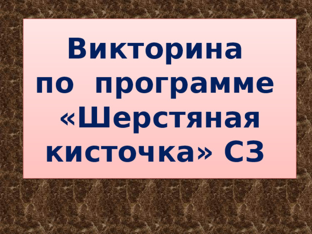 Викторина  по программе  «Шерстяная кисточка» СЗ 