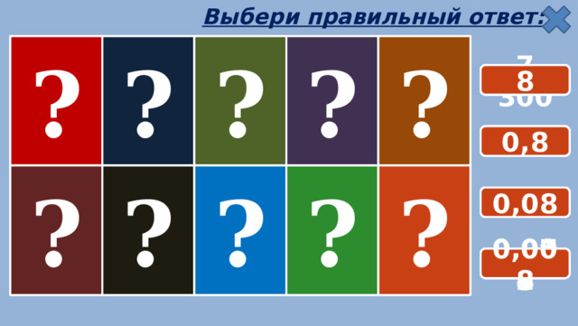 Выбери правильный ответ: ? 3,2 + 1,8 ? 23,9 – 5,9 0,6 ∙ 6 1,5 ∙ 6 ? ? ? 3,09 + 5,41 –  5,6 :   30 : 2 –   3,6 + 1,2 : 17 + 4,8 : 4 – 0,08 : 7 – 0,3 ∙ 30 – 0,06  ∙ 10  : 10  1 7 300 7,8 14 21 8 7 33 52 9 0,1 7,6 0,9 73 1,4 0,7 3,3 5,2 2,1 0,8 ? 70 : 5 ? 2,3 + 5,7 ? 6 : 12 ? 3,5 + 4,5 1,4 + 3,6 ? ∙ 16 : 25 – 13,7 : 4 : 10 – 0,3 ∙  14 – 1,97 + 1,8 – 0,35 – 2,7   + 0,15   : 3   ∙ 16   ∙ 11  0,09 0,33 0,73 0,01 0,08 0,21 0,07 0,52 7,4 0,14 0,008 0,052 0,033 0,007 7,2 0 0,073 0,021 0,009 0,014 