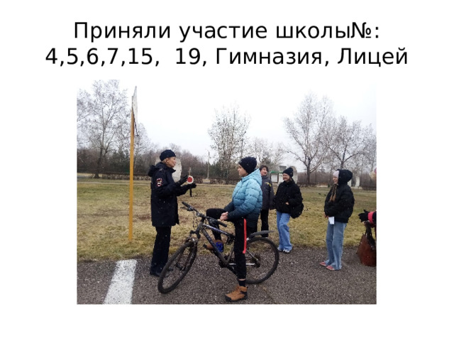 Приняли участие школы№:  4,5,6,7,15, 19, Гимназия, Лицей 