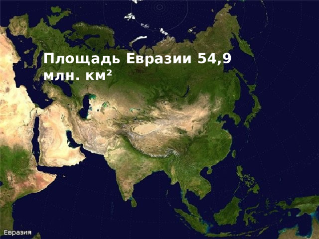 Площадь Евразии 54,9 млн. км² 