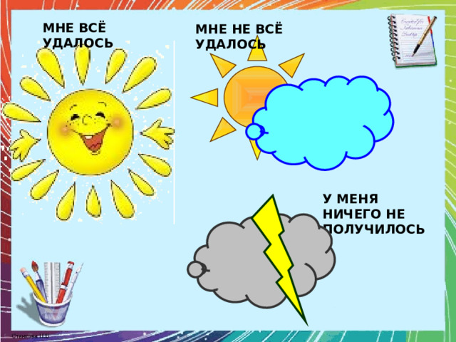 МНЕ ВСЁ УДАЛОСЬ МНЕ НЕ ВСЁ УДАЛОСЬ У МЕНЯ НИЧЕГО НЕ ПОЛУЧИЛОСЬ 
