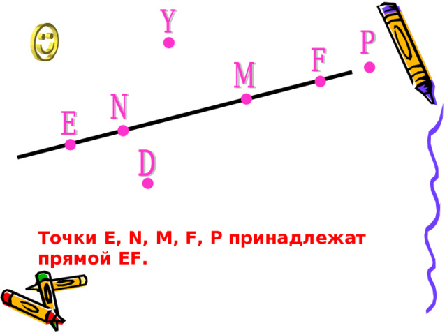 Точки E, N, M, F , Р принадлежат прямой EF.