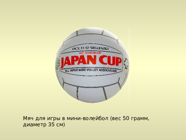 Мяч для игры в мини-волейбол (вес 50 грамм, диаметр 35 см) 