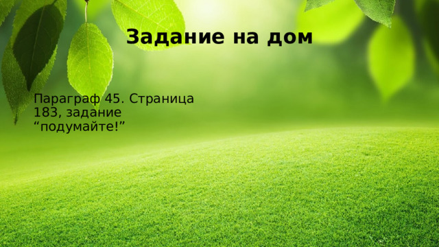 Задание на дом Параграф 45. Страница 183, задание “подумайте!”