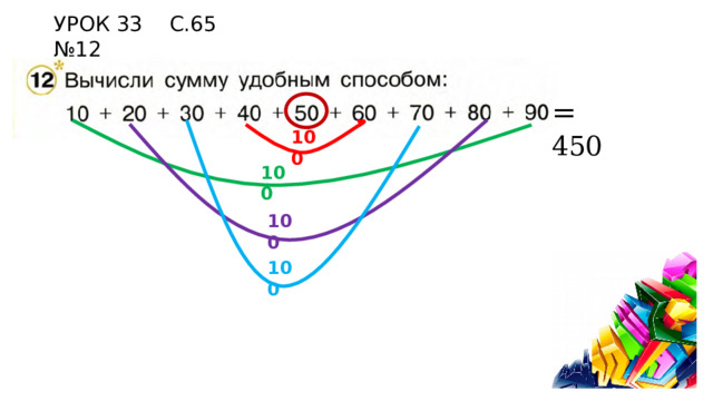 УРОК 33 С.65 №12 = 450 100 100 100 100 