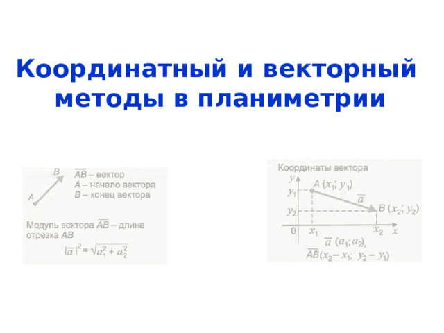 Координатный и векторный  методы в планиметрии 