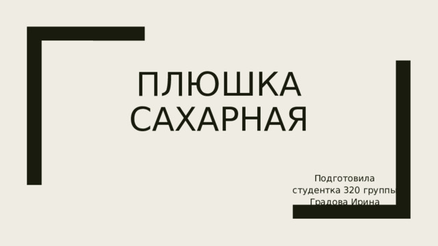 Плюшка сахарная Подготовила  студентка 320 группы  Градова Ирина