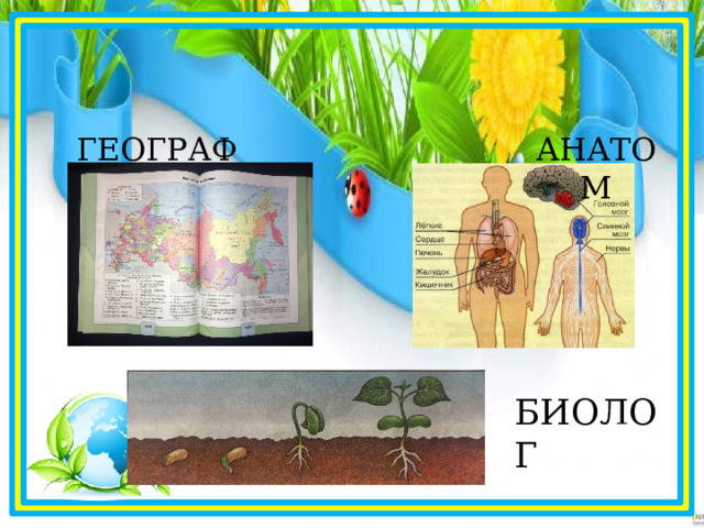 ГЕОГРАФ  АНАТОМ БИОЛОГ 