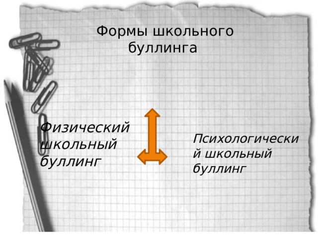 Формы школьного буллинга Физический школьный буллинг   Психологический школьный буллинг   