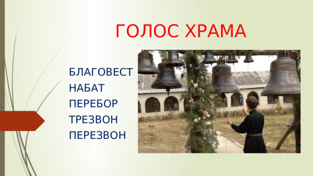 ГОЛОС ХРАМА БЛАГОВЕСТ НАБАТ ПЕРЕБОР ТРЕЗВОН ПЕРЕЗВОН 
