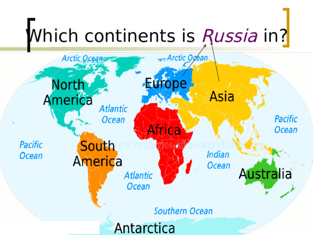 Which continents is Russia  in? 