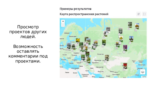 Просмотр проектов других людей.    Возможность оставлять комментарии под проектами. 