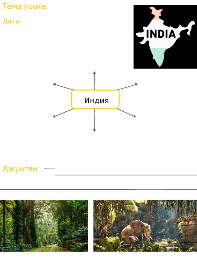 Тема урока: Дата: Индия Джунгли 