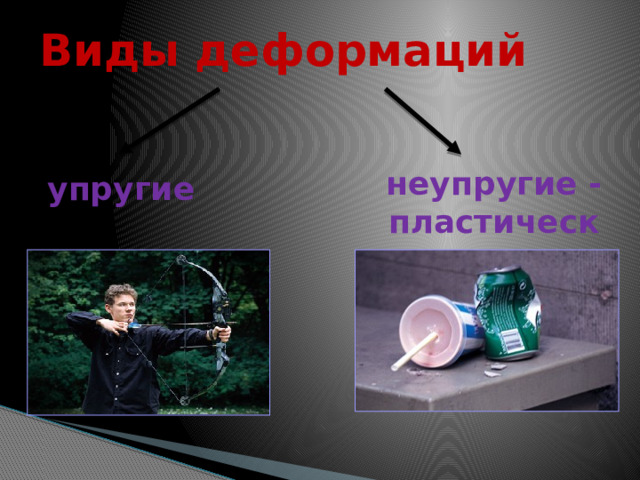 Виды деформаций неупругие - пластические упругие 