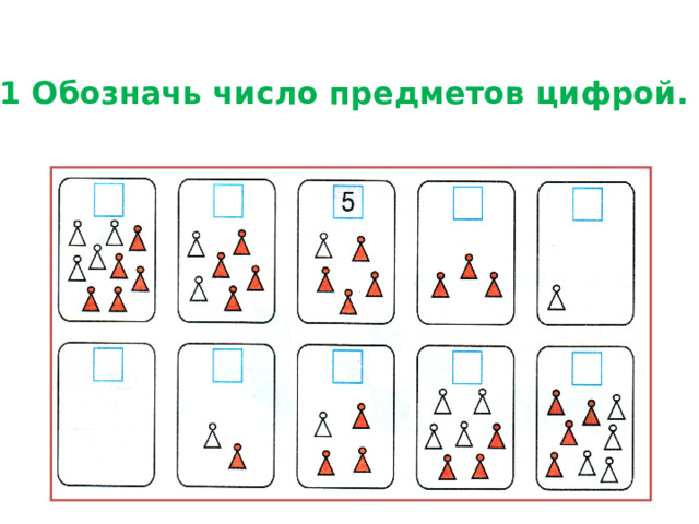 № 1 Обозначь число предметов цифрой. 