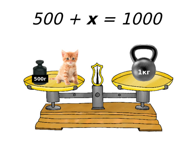 500 + x = 1000 1кг 500г 
