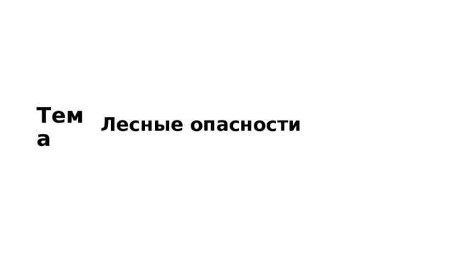Тема Лесные опасности 
