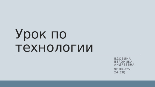Урок по технологии Вдовина вероника Андреевна 9ПНК-22-24(28) 