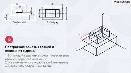 Построение изометрической проекции детали по комплексному чертежу